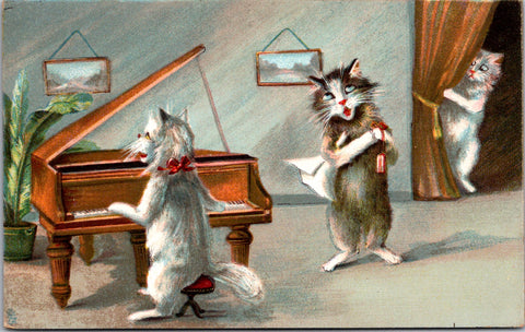 Animal - Cat or Cats postcard - Anthropomorphic - unsigned Boulanger - F23004