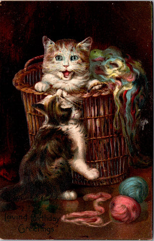 Animal - Cat or Cats postcard - Birthday Series #105 - F23053