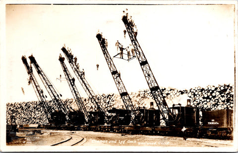 CA, WESTWOOD - Cranes and Log Decks close up with men (original SOLD) F23064