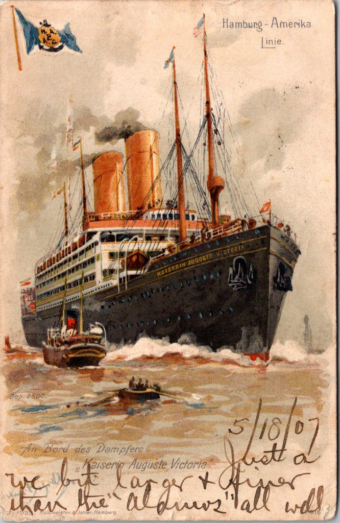 Ship Postcard - Kaiserin Auguste Victoria Ocean Liner postcard - F23068