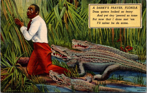 Black Americana - African American - Darkys Prayer Alilgator postcard  - F23101