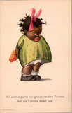 Black Americana - African American - Girl with a brick behind back postcard - F23106