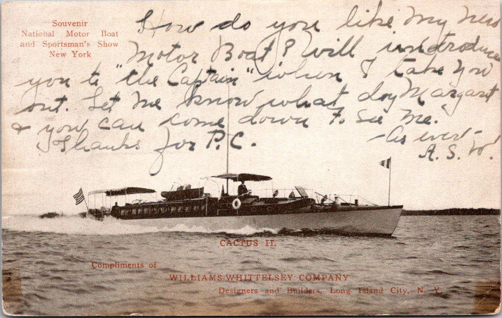Ship Postcard - CACTUS II - National Motor Boat show postcard - F23191