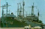 Ship Postcard - POCONO, USS AGC 16 at dock postcard - F23192
