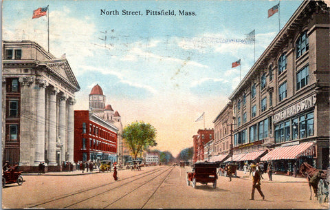 MA, PITTSFIELD - North St, J R Newman and Sons postcard - FF0062