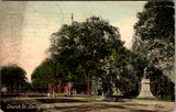 NY, CORTLAND - Church St, monument, people - 1913 postcard - G03025