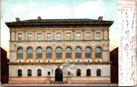 NJ, NEWARK - Public Library - 1907 Souvenir Post Card Co postcard - G03290