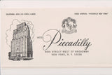NY, NEW YORK - Hotel Piccadilly letterhead, envelope, Monthly Guide - G17102