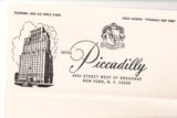 NY, NEW YORK CITY - Hotel Piccadilly letterhead, envelope, monthly guide, pc - G17103