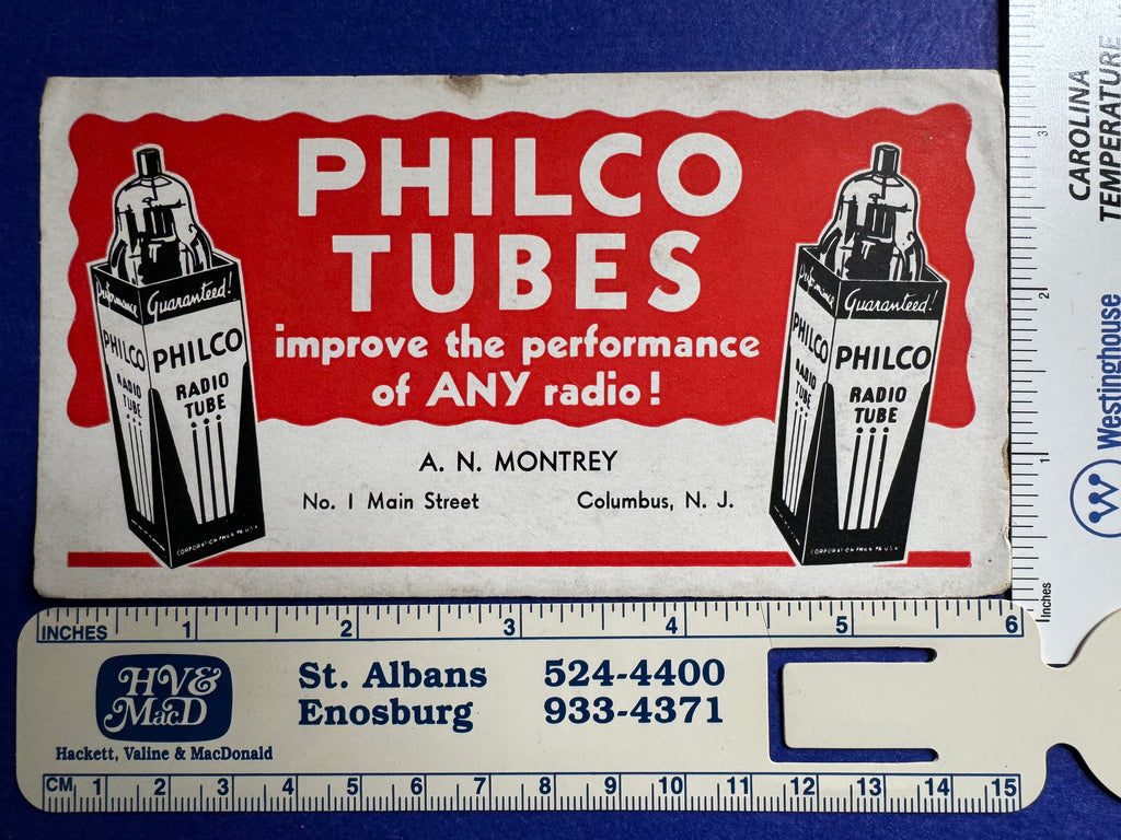 NJ, COLUMBUS - PHILCO tubes / A N Montrey advertising blotter - G18045