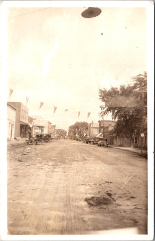 IA, Centerpoint - Main St with signs @1935 RPPC postcard - GR0011