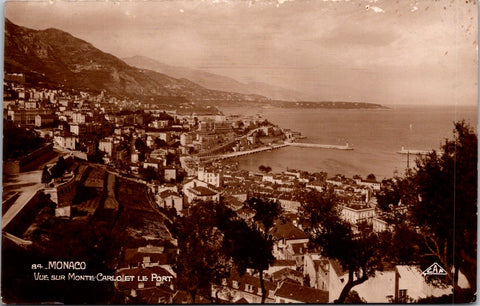 Foreign postcard - MONTE CARLO, Monaco - city bird eye RPPC- GR0175