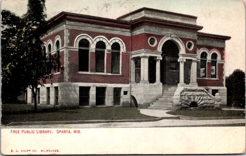 WI, SPARTA - Free Public Library - Kropp postcard - H03109
