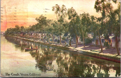 CA, VENICE - The Canals - 1928 postcard - H03178