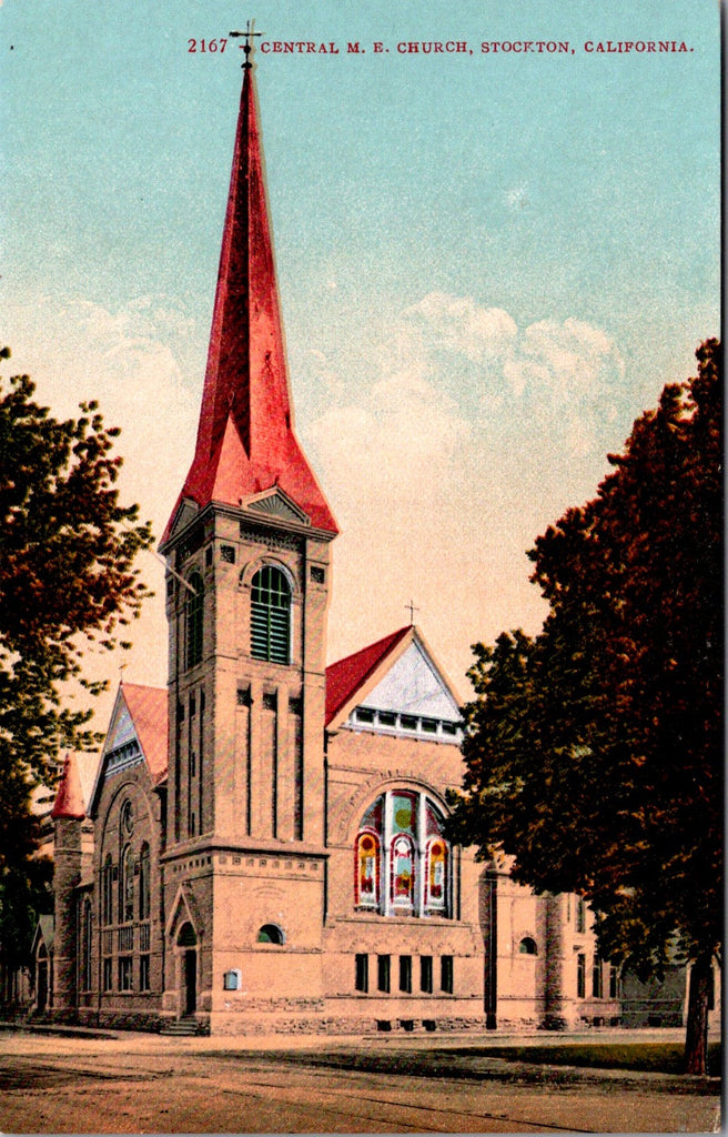 CA, Stockton - Central M E Church - Edw H Mitchell postcard - I03050
