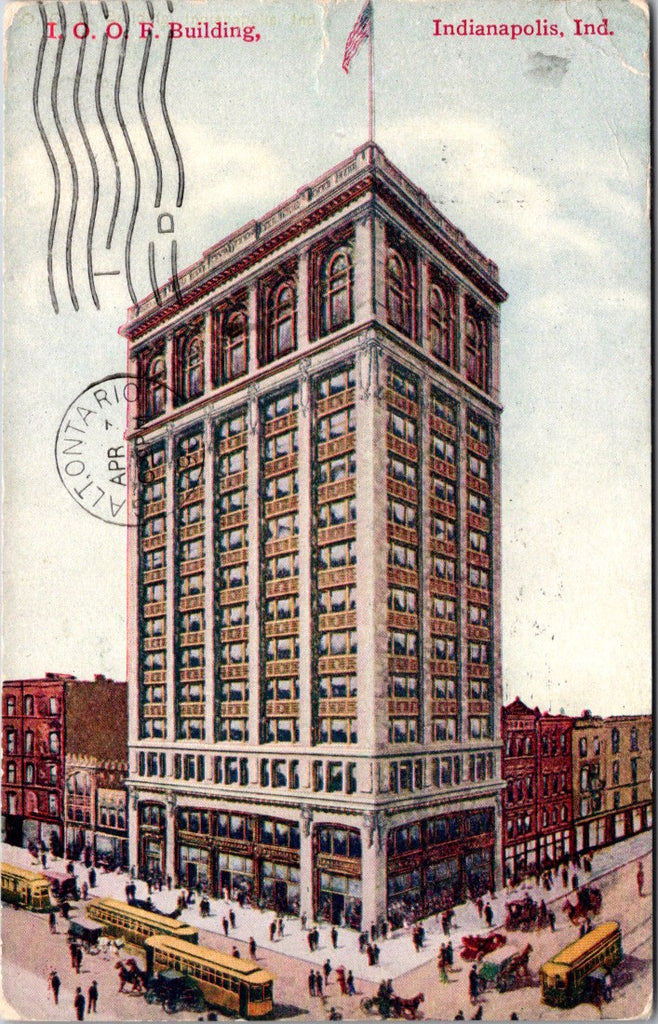 IN, Indianapolis - IOOF building - 1909 postcard - I03244
