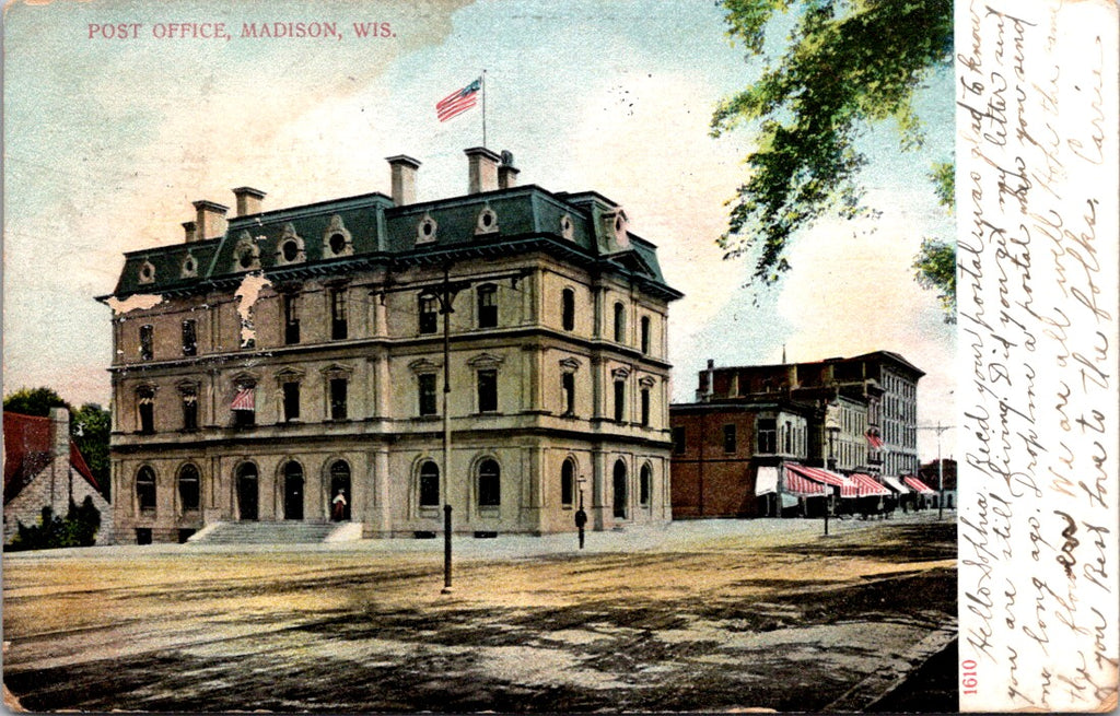 WI, MADISON - Post Office, PO postcard - I04076