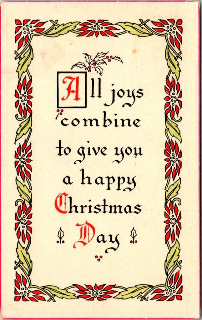 Xmas - All joys combine to give you a happy Christmas Day postcard