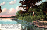 CA - CALIFORNIA - Sunset on Lake, woman, Idyllen Serie 37/X - Rieder postcard -