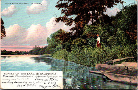 CA - CALIFORNIA - Sunset on Lake, woman, Idyllen Serie 37/X - Rieder postcard -