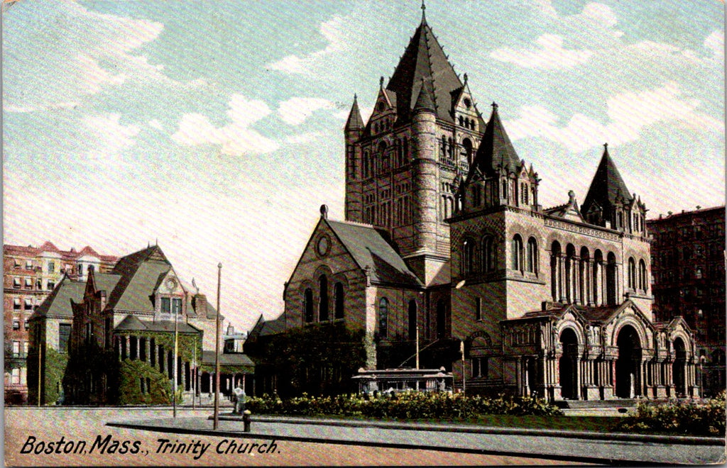 MA, BOSTON - Trinity Church - Hugh C Leighton postcard - J03179