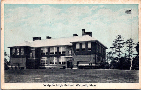 MA, Walpole - High School Postcard - J06047