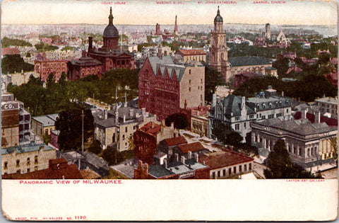 WI, MILWAUKEE - Bird eye panoramic view - Kropp postcard - J06069