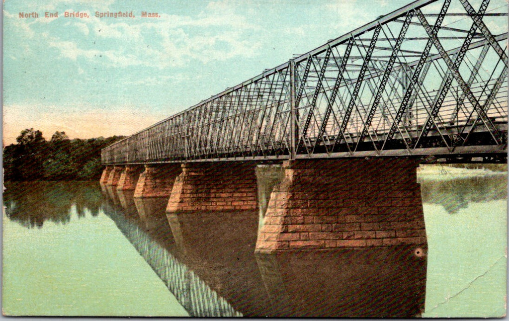 MA, SPRINGFIELD - North End Bridge from side - 1918 postcard - JJ0778