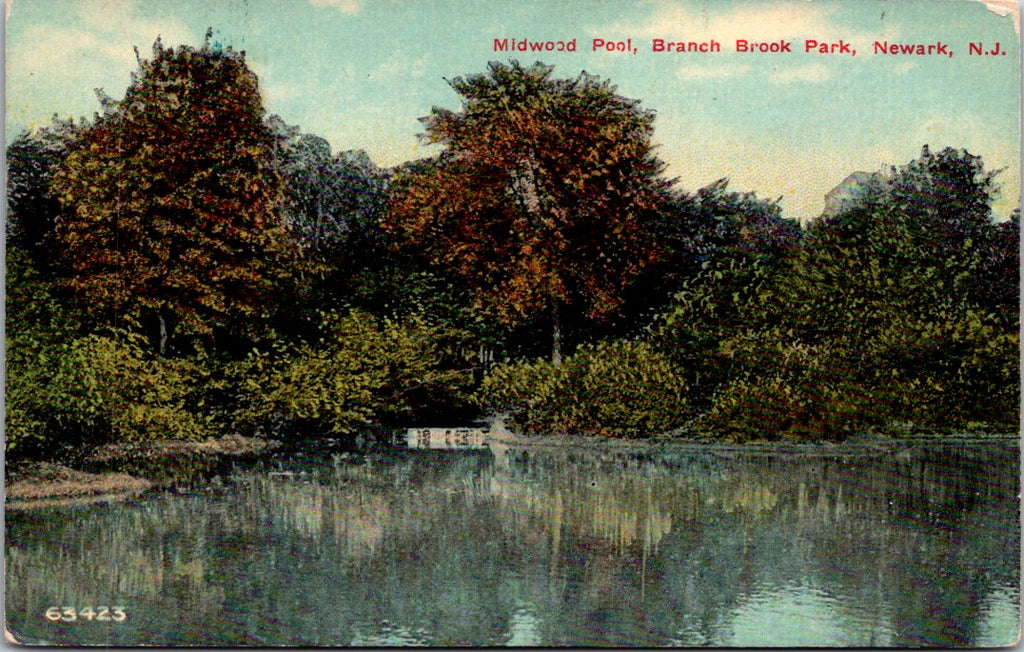 NJ, NEWARK - Branch Brook Park, Midwood Pool postcard - K03043