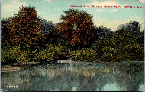NJ, NEWARK - Branch Brook Park, Midwood Pool postcard - K03043
