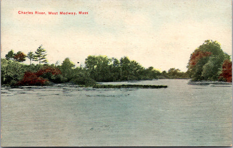 MA, West Medway - Charles River scene - Albert C Mason postcard - K03179