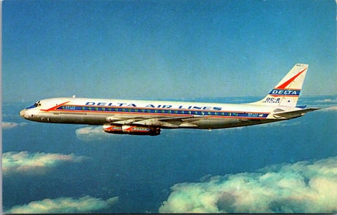 Plane postcard - DELTA DC-8 jetliner close up postcard - K03241