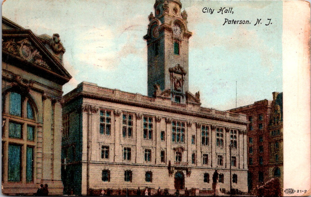 NJ, PATERSON - City Hall - 1908 postcard - K04052