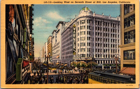 CA, LOS ANGELES - Seventh St at Hill - 1955 Warner Bros postcard - K04166