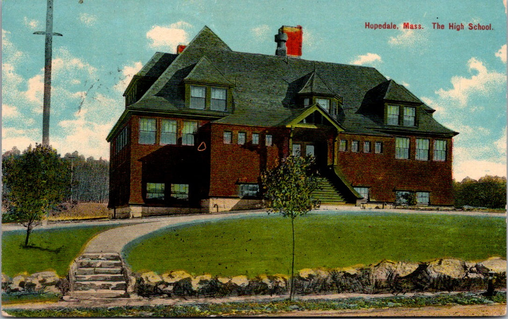 MA, HOPEDALE - High School close up postcard - K06051