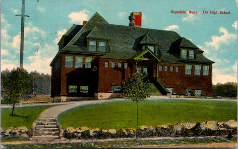 MA, Hopedale - High School close up postcard