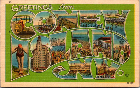 NY, CONEY ISLAND - Greetings from, Large Letter postcard - K06081