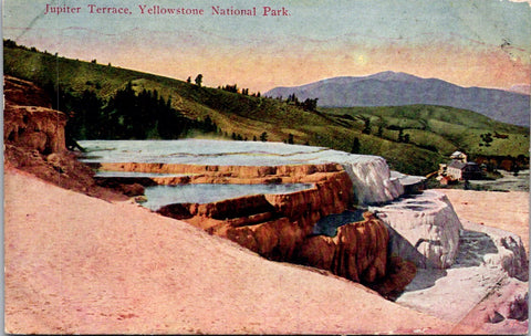 WY, YELLOWSTONE - Jupiter Terrace including buildings postcard - L03130