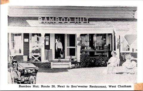 MA, West Chatham - Bamboo Hut storefront, people postcard - MA0076