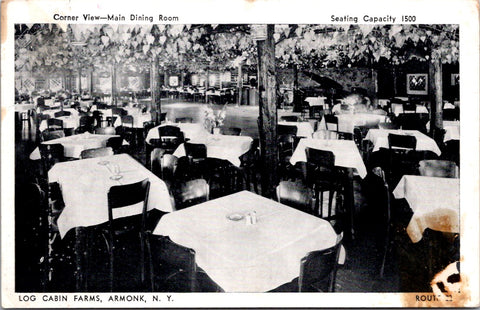 NY, ARMONK - Log Cabin Farms dining room vintage postcard - MB0395