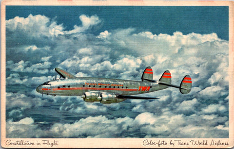 Plane postcard - TWA, Trans World Airlines close up postcard - MB0427