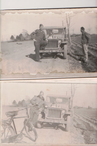 Military Man - leaning on jeep with man in sandals, bike - Real Photos - MB0471#3