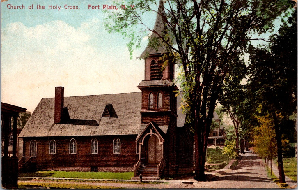 NY, FORT PLAIN - Church of the Holy Cross closeup postcard - MB0574