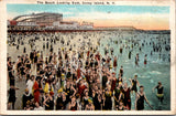 NY, CONEY ISLAND - Beach, people, roller coaster postcard - NL0111