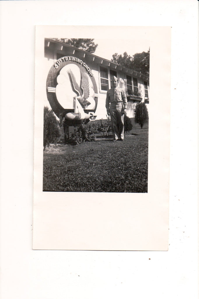 Military Men in uniform - 51st Training Group sign, soldier - Real Photo - NL0267