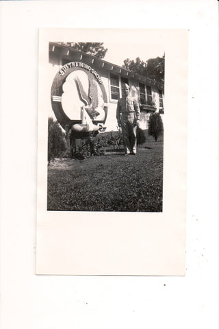 Military Men in uniform - 51st Training Group sign, soldier - Real Photo - NL0267