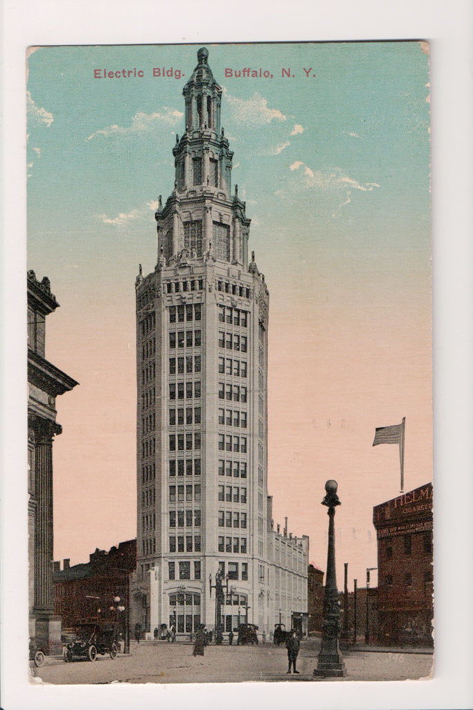 NY, BUFFALO - Electric building - Helman? Cigarette sign - postcard - NY0293