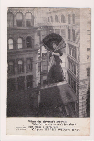 People - Female postcard - MERRY WIDOW HAT - NL0507