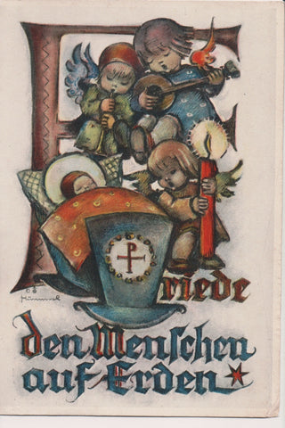 Greetings - Misc - Letter F initial - Hummel, 1954 postcard - NL0510