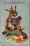 Easter - Anthropomorphic rabbits reading to bunny - Tuck postcard - NL0568